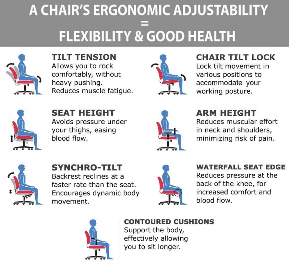 Adjustable chairs ergonomic features