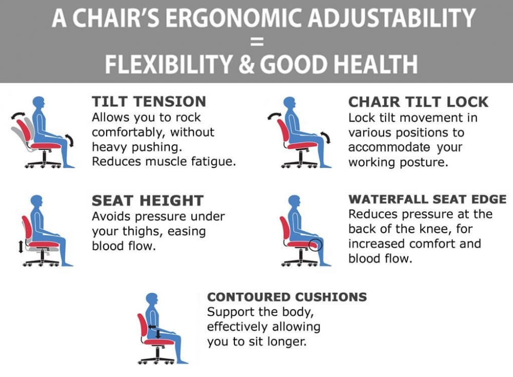 Mesh back office chair ergonomic features