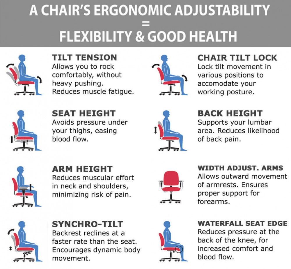 Office task chair ergonomic features