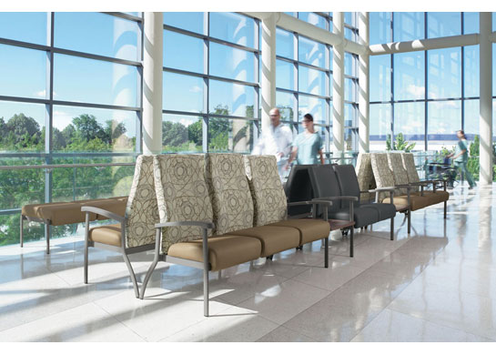 Belong hospital chairs have interlocking models for waiting areas and lobbies.