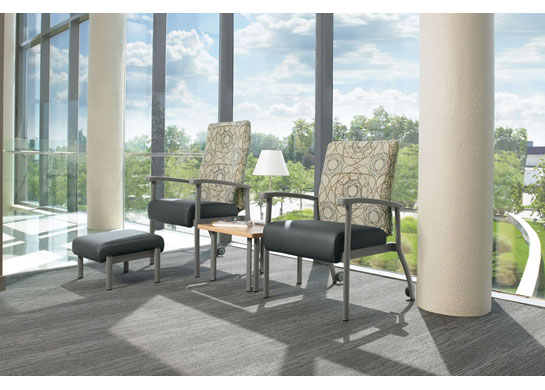 The Belong medical office furniture series also includes ottomans and tables.