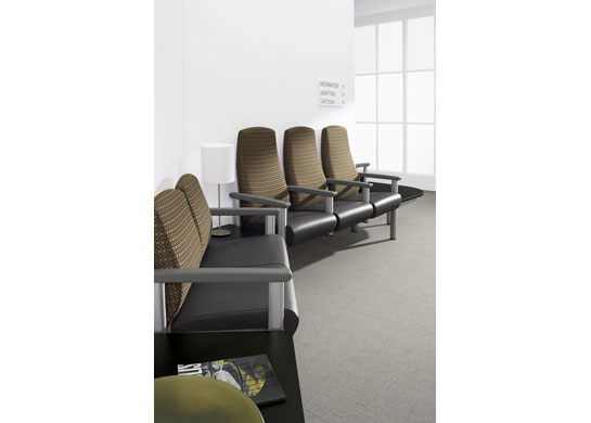Seating units are designed with or without arms and can stand alone or connect to other medical chairs, tables, or benches.