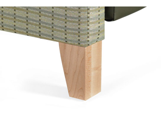 Stationary base: decorative tapered wood legs (WL).