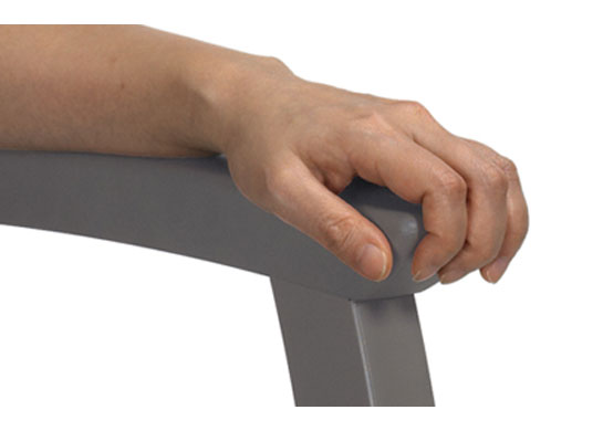 Arm grip extension to assist getting in and out of the medical chairs safely.