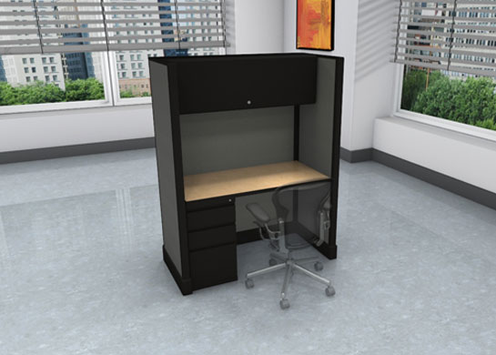 Call center images - high privacy - file drawers and overhead storage