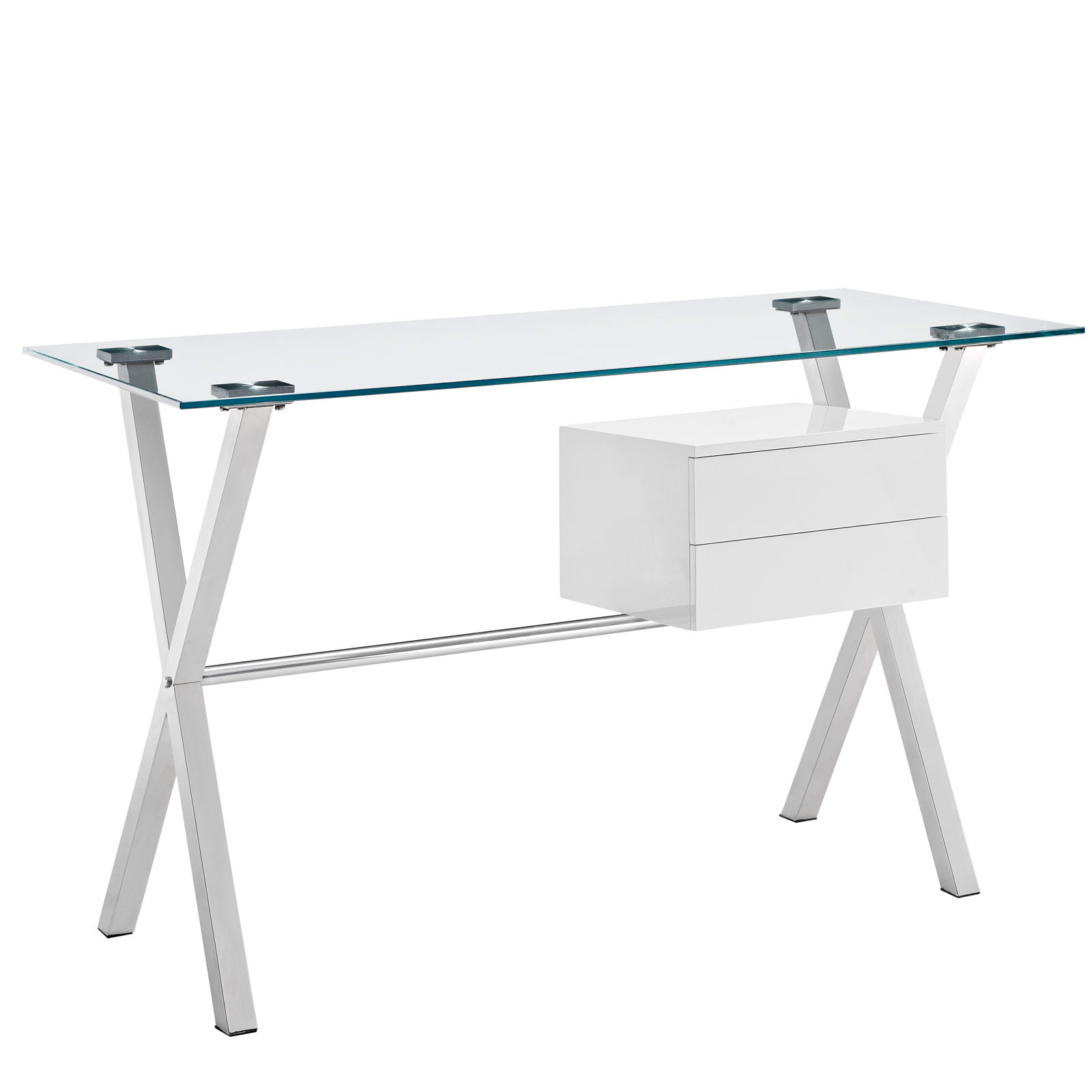 Glass Top Computer Desk - Modway William's Way Office DeskComputer Desk For Small Spaces