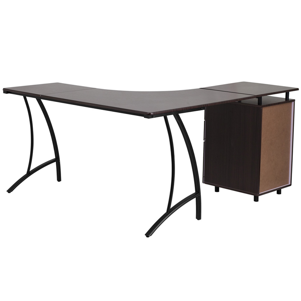 Small computer desks from Flash Furniture - Back View - Shown in Walnut (Brown)