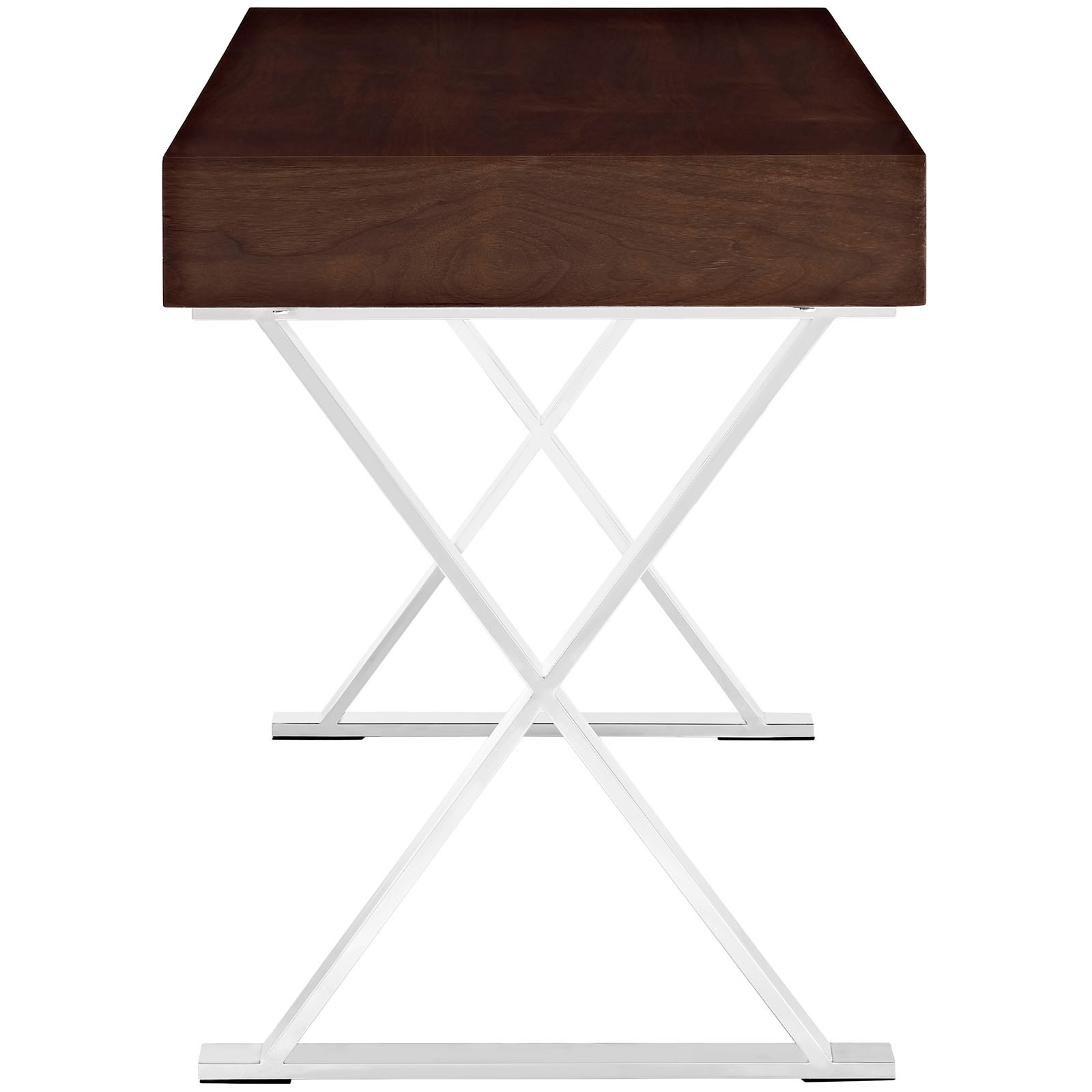 Space saving desk from Modway - Side View - Shown in Walnut (Brown)