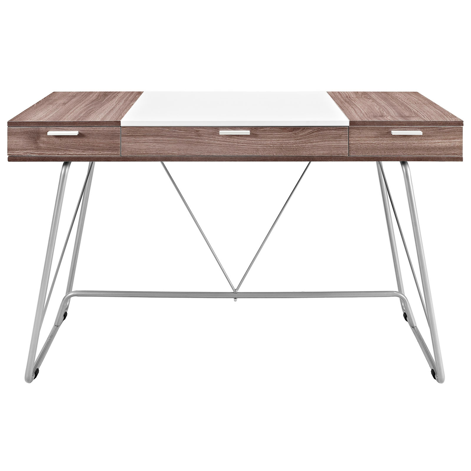 Space saving desk from Modway - Front View - Shown in Birch (Brown)