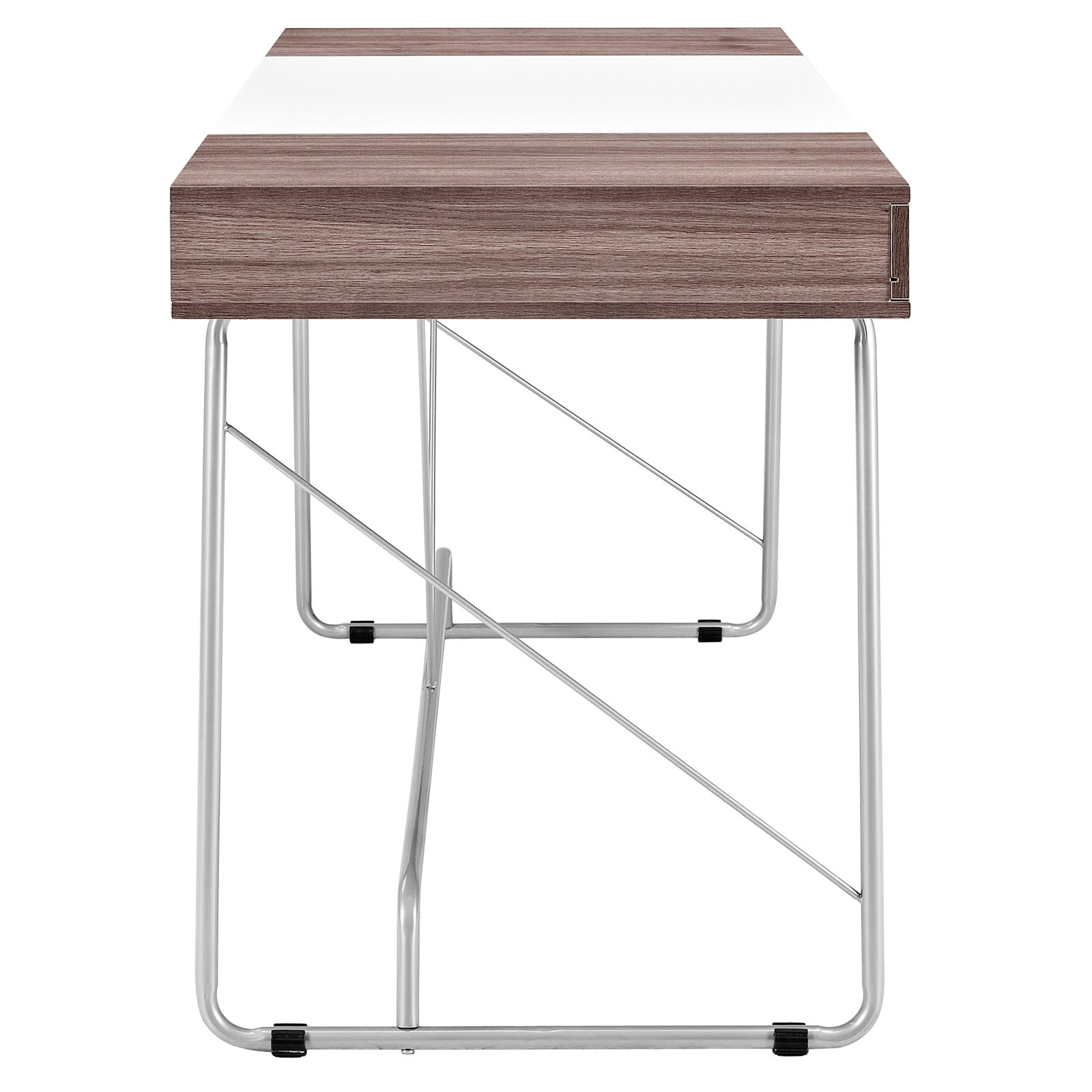 Space saving desk from Modway - Side View - Shown in Birch (Brown)
