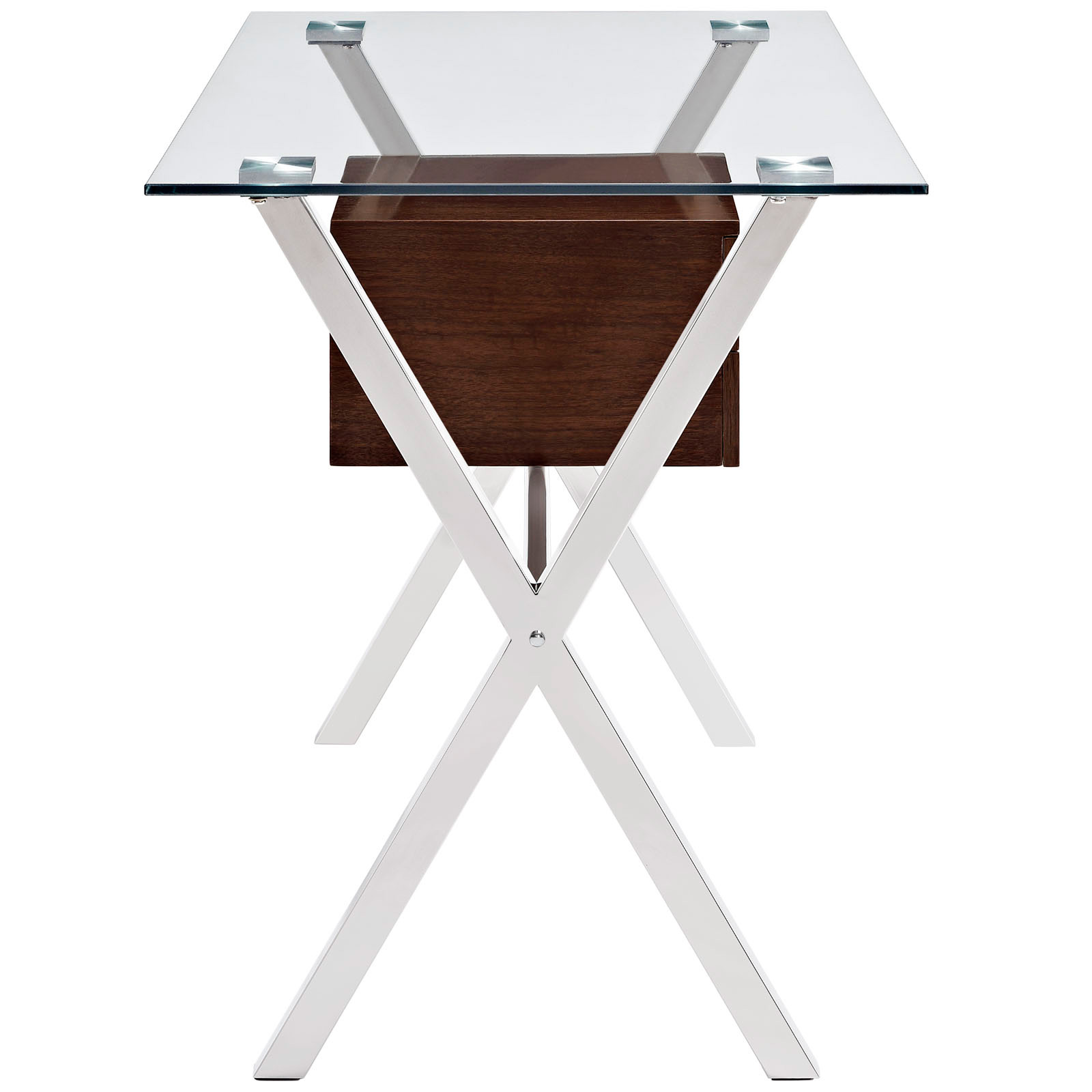 Space saving desk from Modway - Side View - Shown in Walnut (Brown)