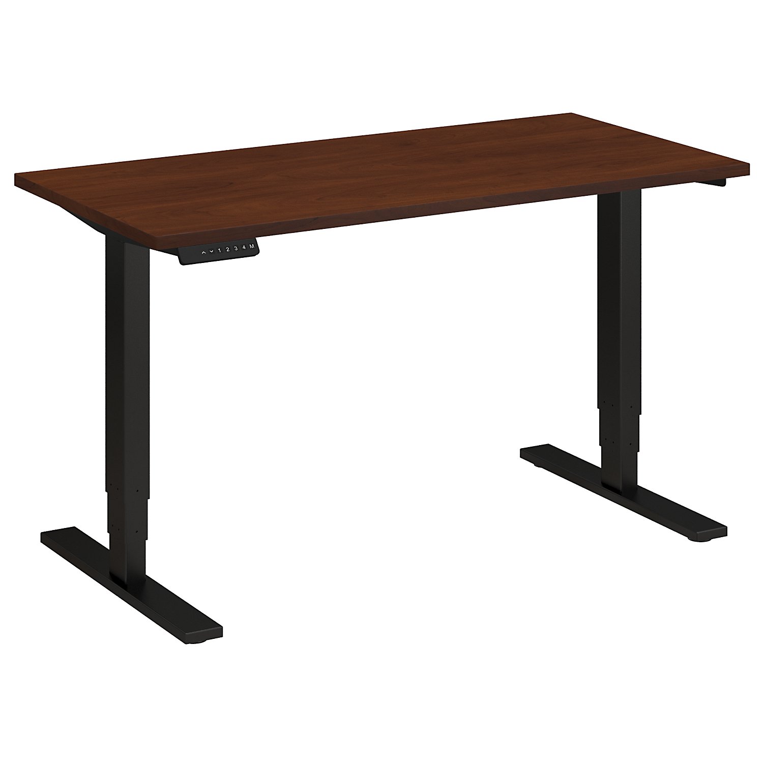 Adjustable Height Desks from BBF - Shown in Hansen Cherry woodgrain laminate top and black base