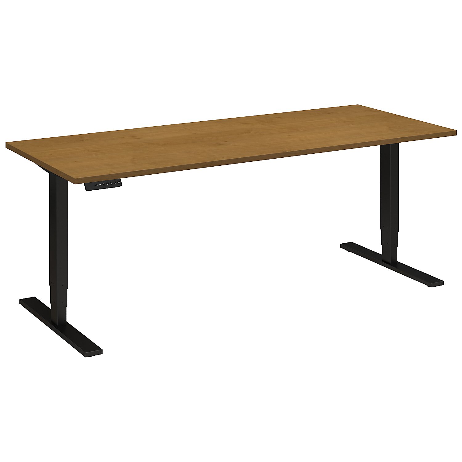Adjustable Height Desks from BBF - Shown in Natural Cherry woodgrain laminate top and black base