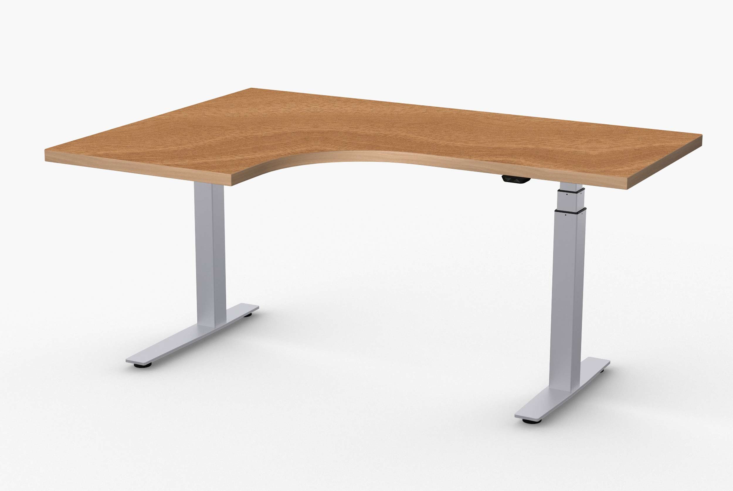 Adjustable Height Desks by Special T - Extended Corner Right. You can make additional workspace on either your right or left.