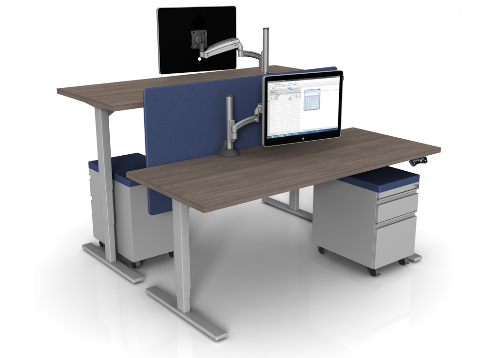 Sit and Stand Desk Bases from Symmetry Office - These standing height desk bases provide you with the flexibility to sit or stand during your workday with endless additions for customization and collaboration (worktop and accessories priced separately)