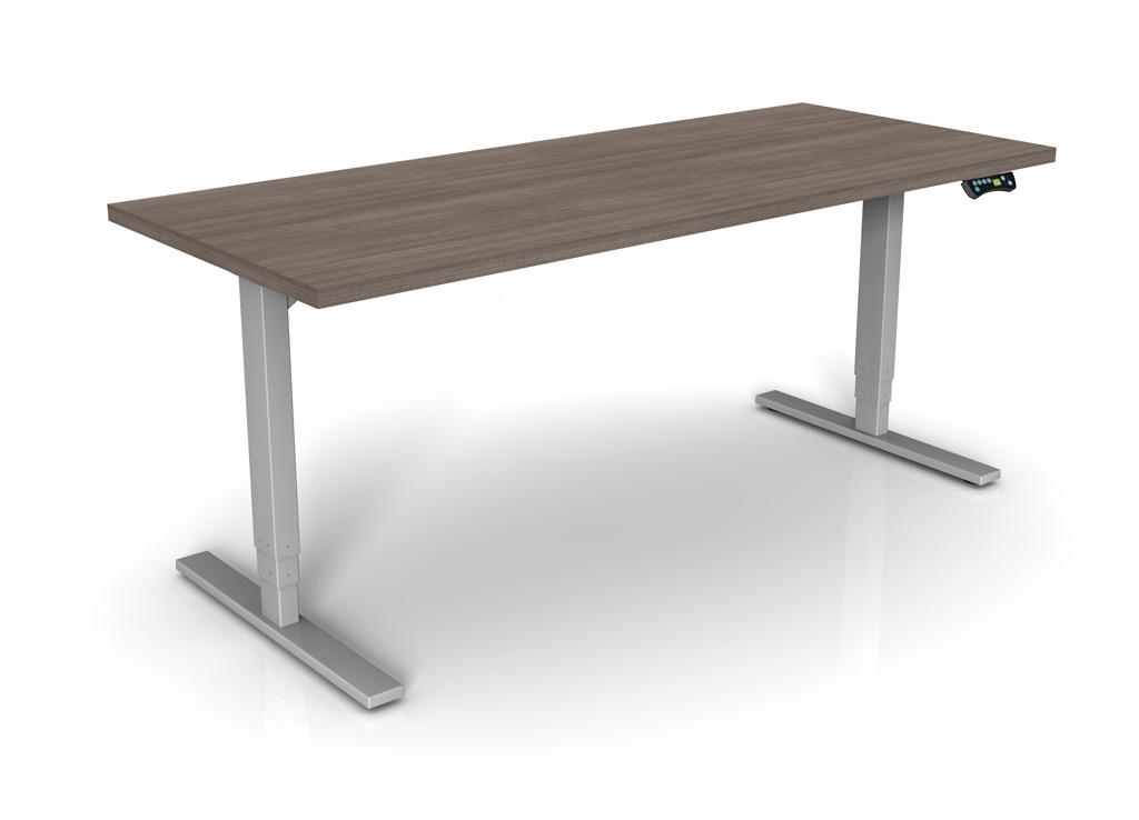 Sit and Stand Desk Bases from Symmetry Office - The Apollo III has a wide range of functionality with a base that expands to accommodate tops from 43" to 84" (worktop priced separately)