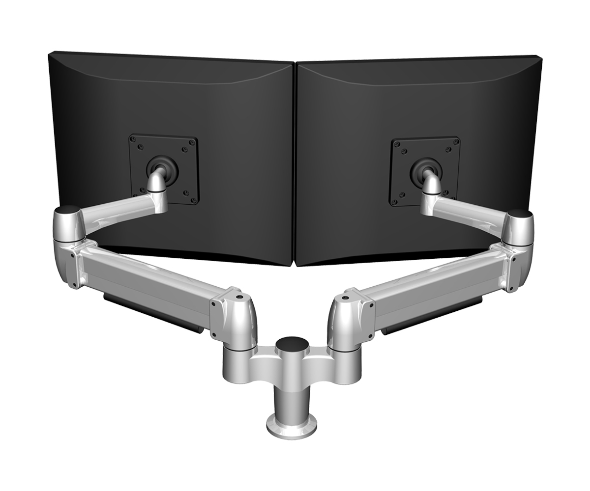 2x4 Cubicle Workstations from AIS - Monitor arms let you adjust the angle, depth and height of your monitors, giving you an eye-level ergonomic connection to your work. Choose from a variety of models for 1-4 screens, seated and standing applications.