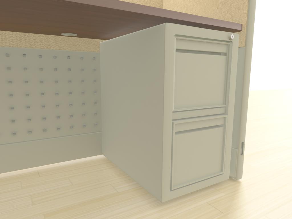 5x5 Cubicle Workstations from AIS - a "file-file" pedestal is an under-surface storage cabinet with two deep drawers designed for hanging files. Lock and key secures all drawers from unwanted visitors.