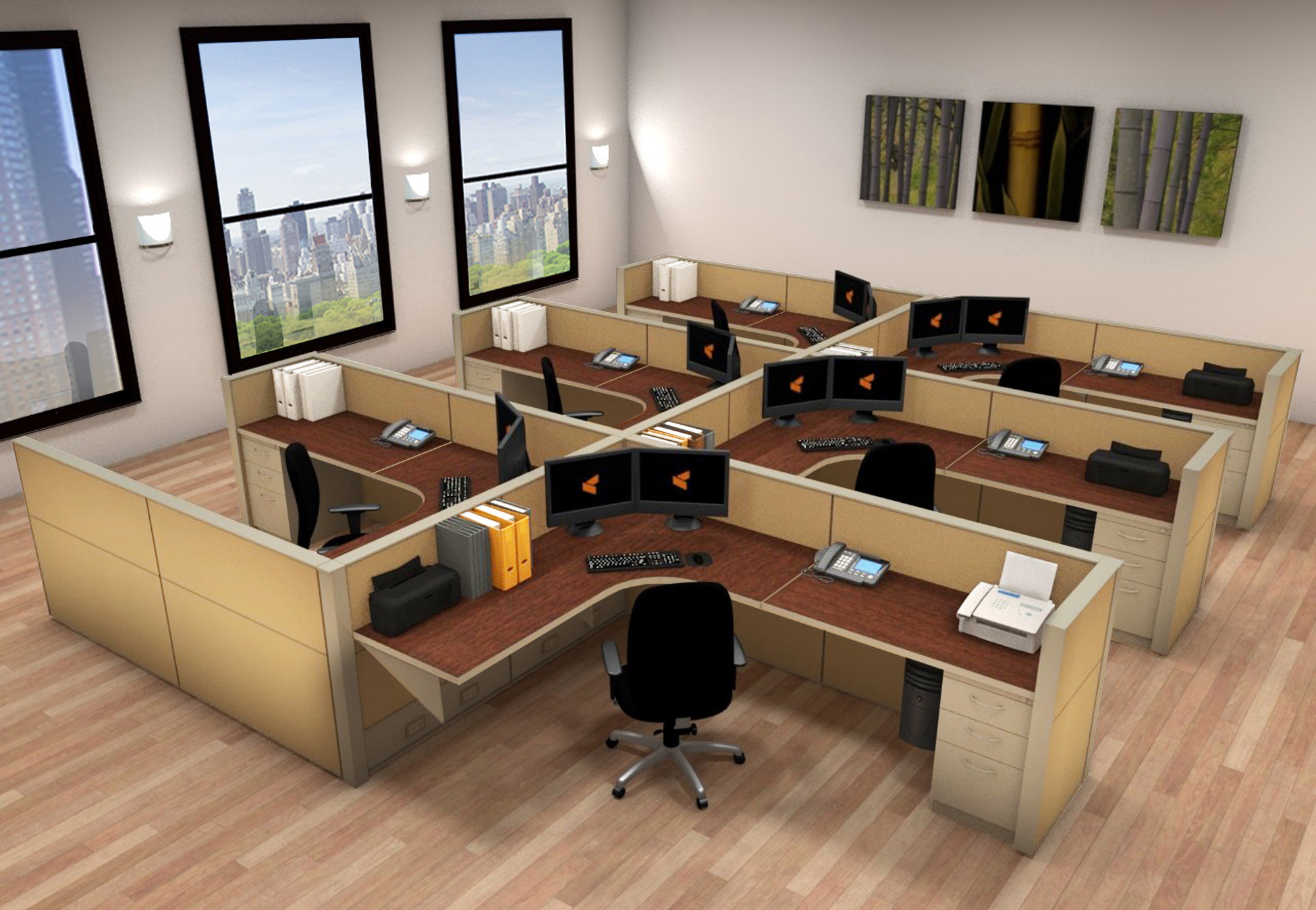 6x8 Cubicle Workstations from AIS - 6 Pack Cluster