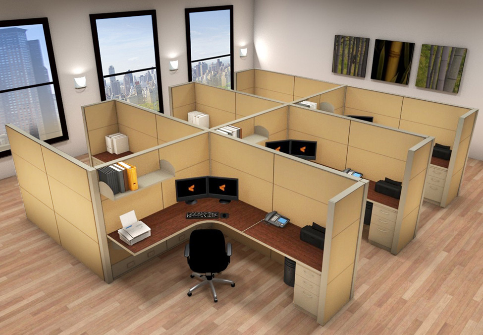 6x8 Cubicle Workstations from AIS - 6 Pack Cluster