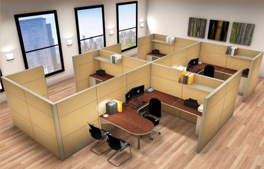 8x12 Cubicle Workstations from AIS - 4 Pack Cluster