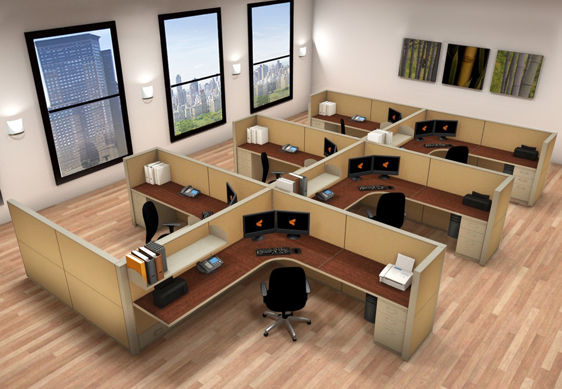 8x8 Cubicle Workstations from AIS - 6 Pack Cluster