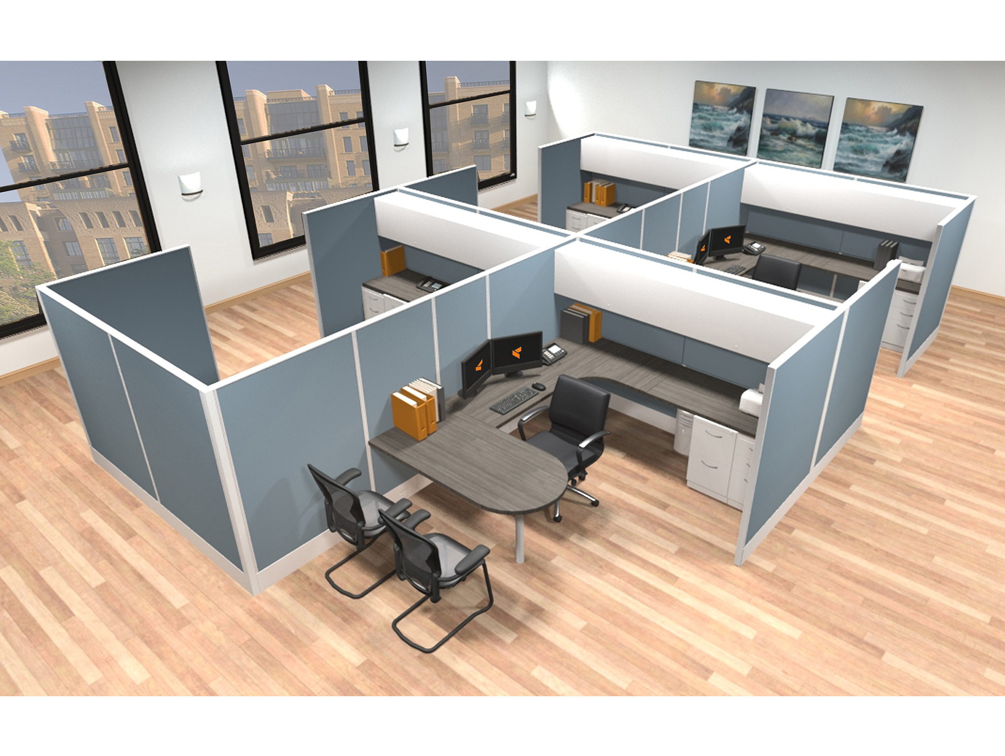 8x12 modular workstations from AIS - 6 Pack Cluster