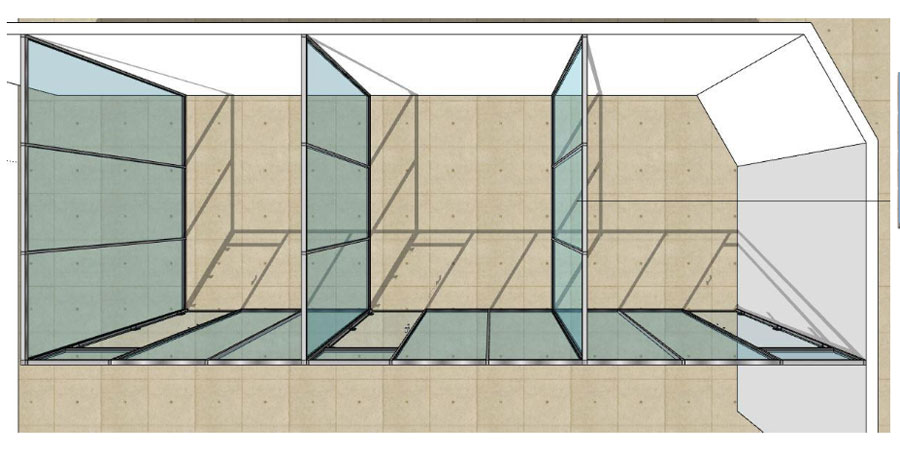 Interior glass wall plan - aerial layout view