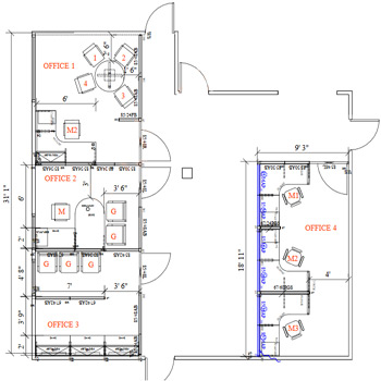 Modular Walls System - Office Design Space 1 - 2D layout