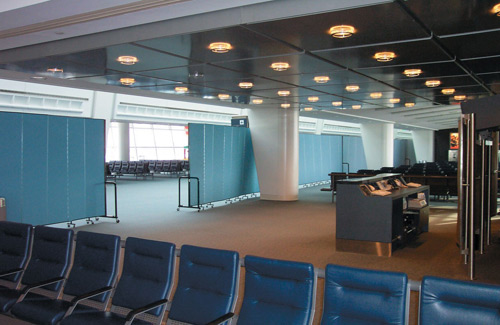 Movable wall partitions for transportation - airport security