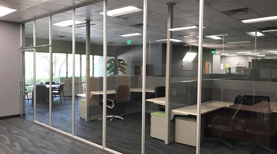Office walls with glass - open office