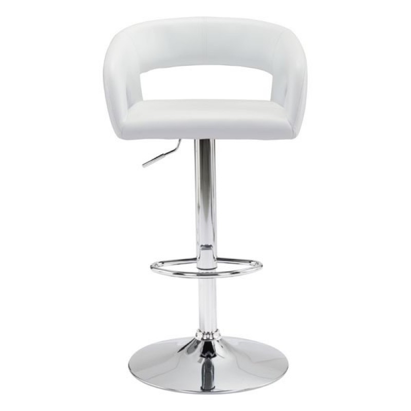 Black or white bar stools with backs front view