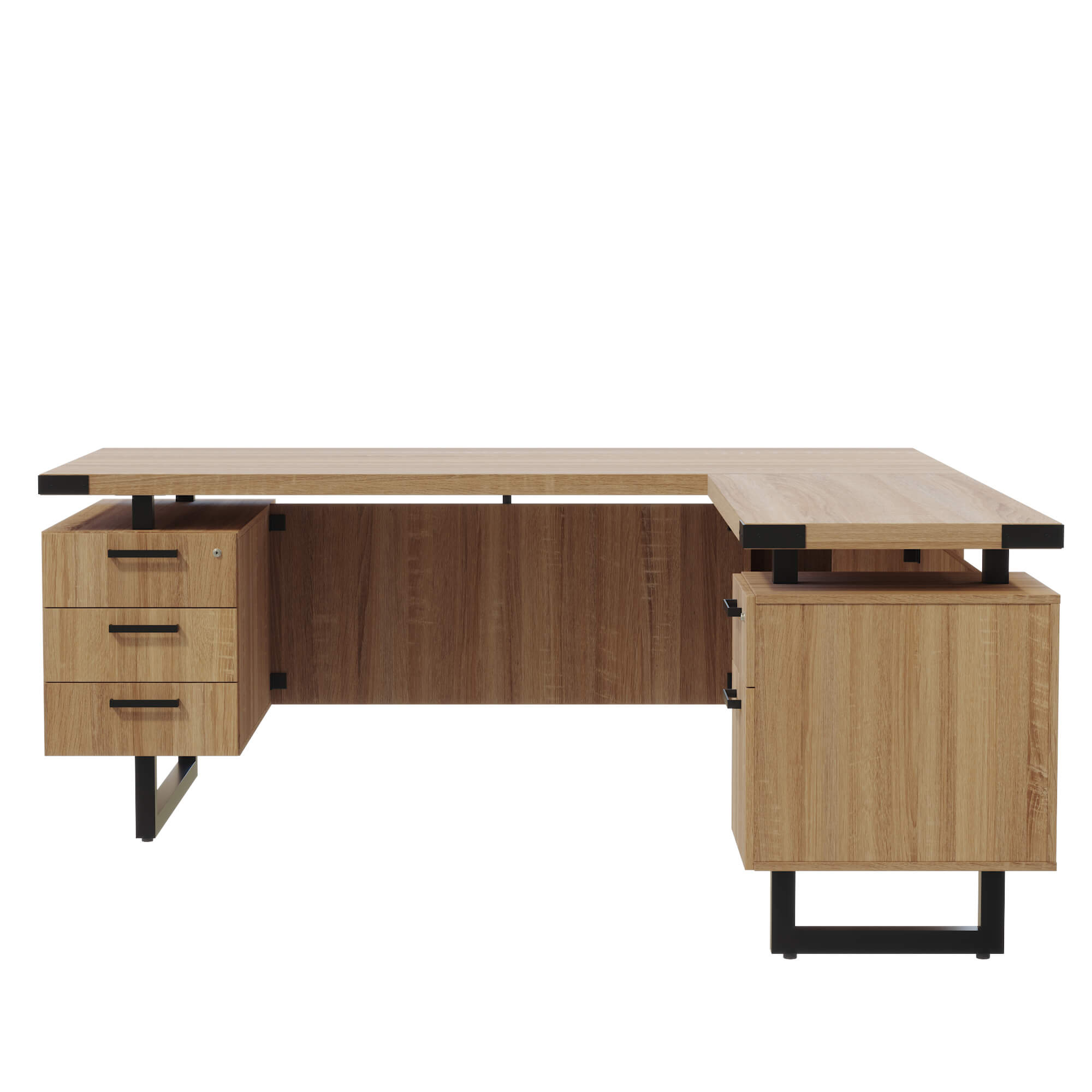 Ho4 home office furniture l shaped desk with 2 drawers front 1