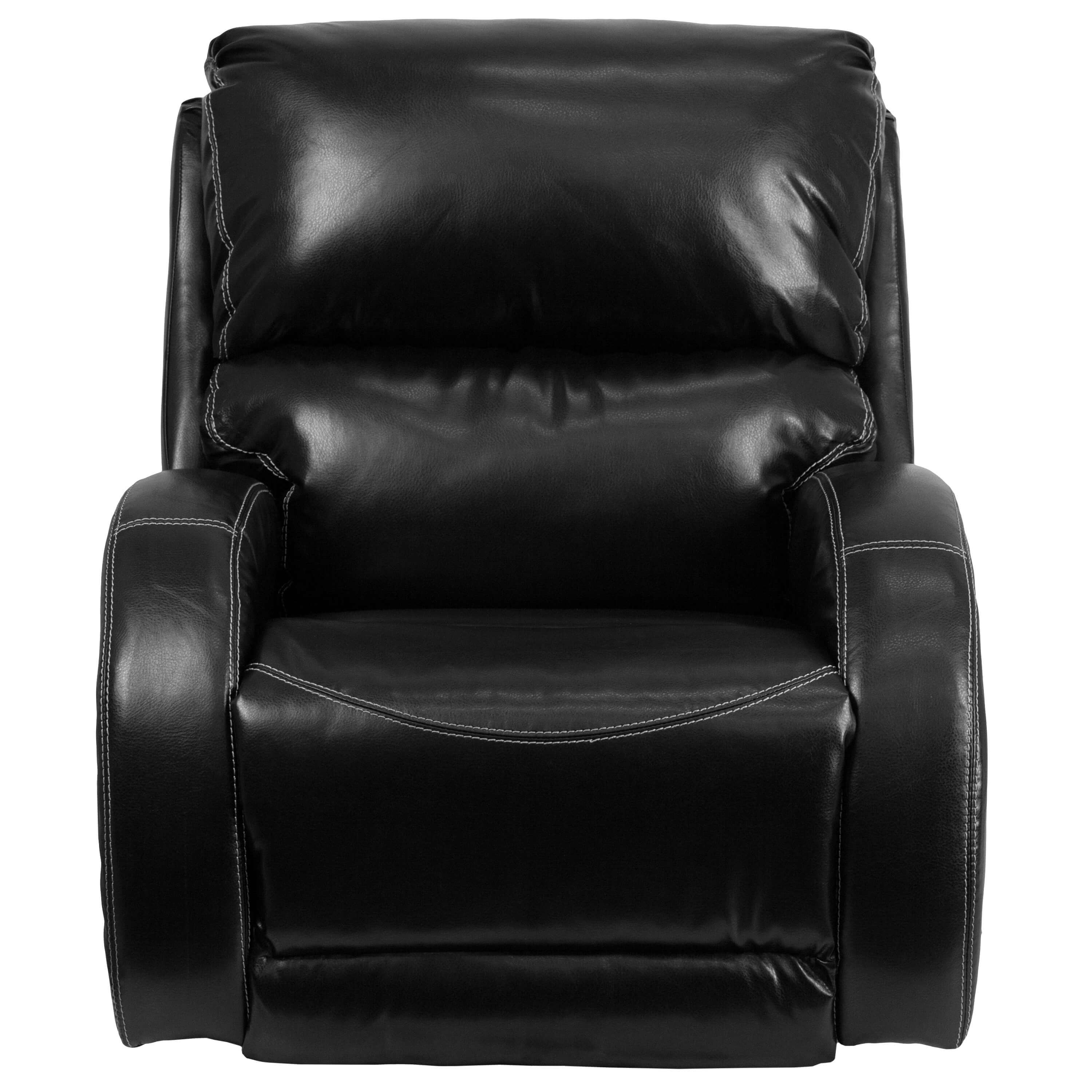 Leather rocking recliner front view