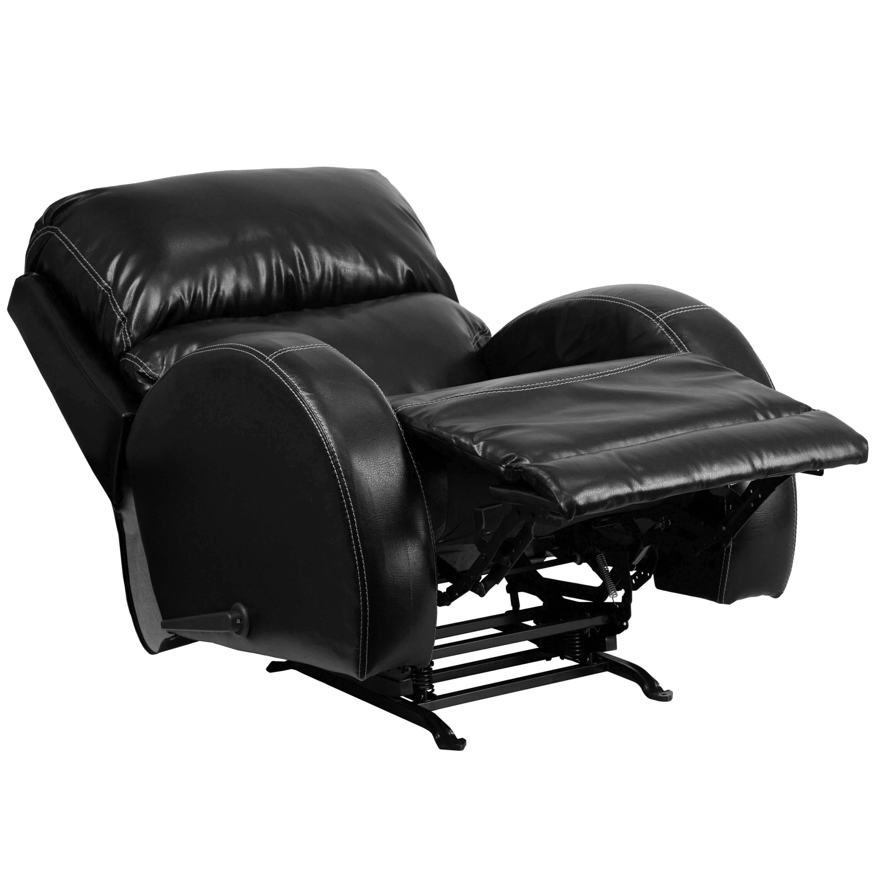 Leather rocking recliner reclined view