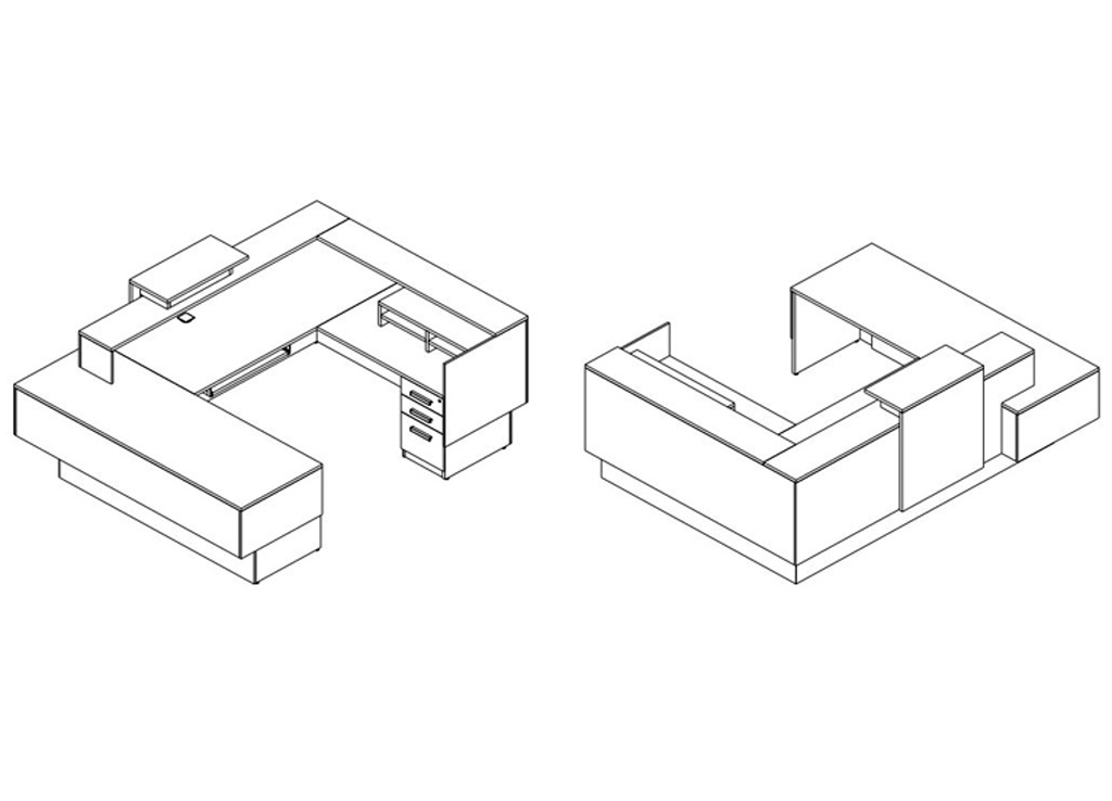 Modern reception desks inbox 3d schematic