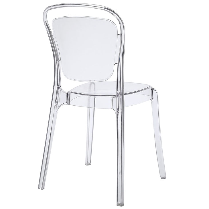 Plastic dining chair back view