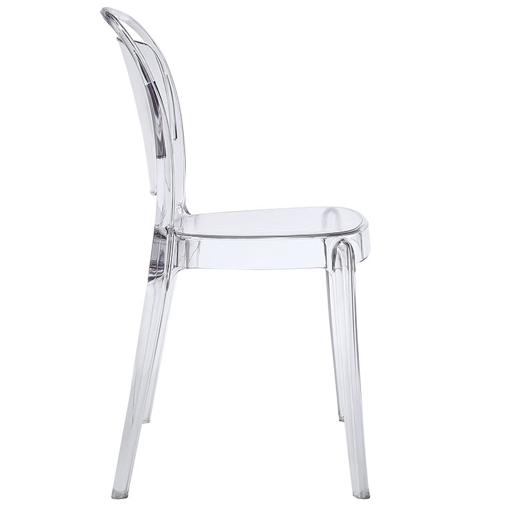 Plastic dining chair side view