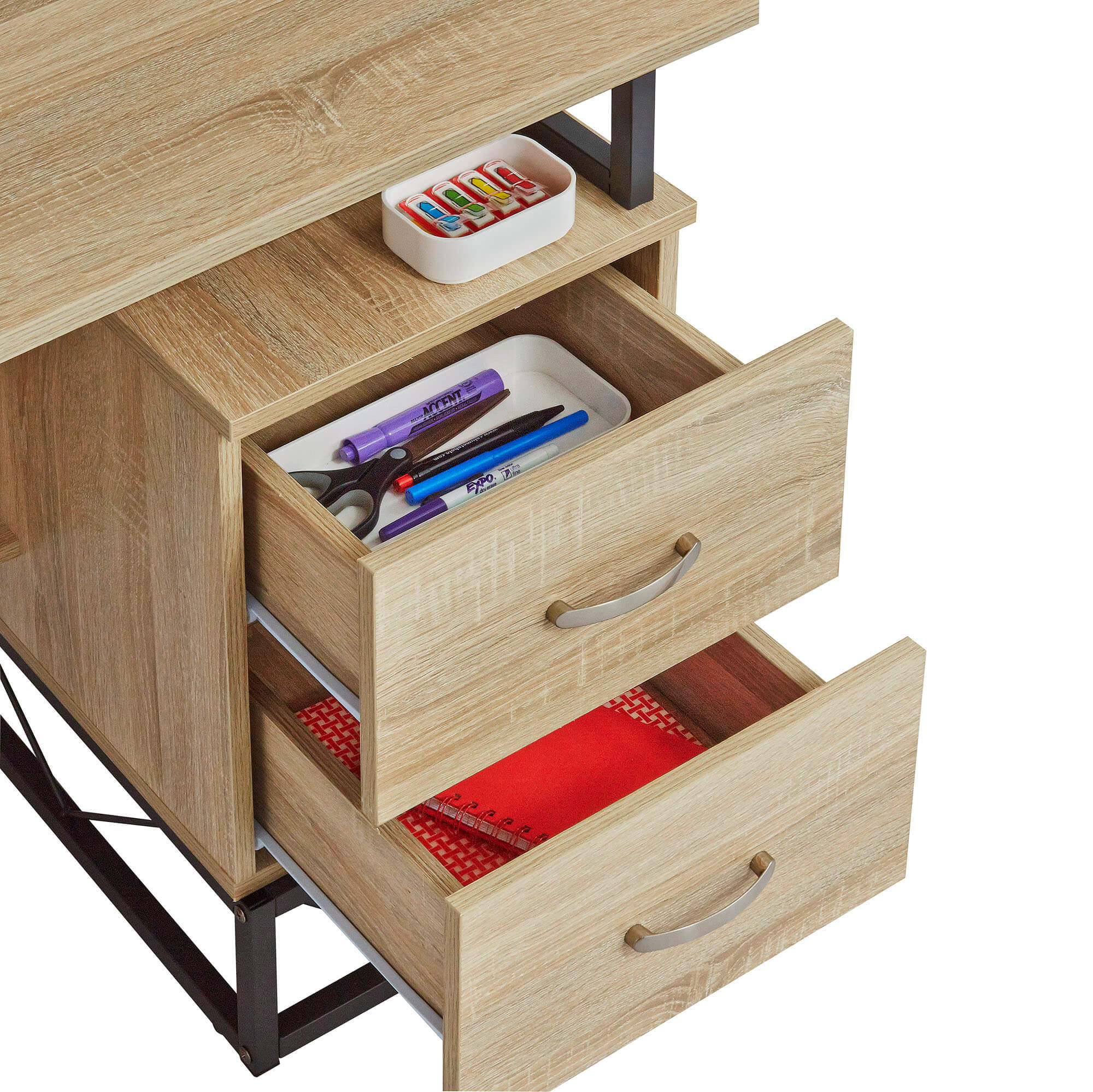Small home office deks with drawers front angle drawer 1 2 3 4 5 6