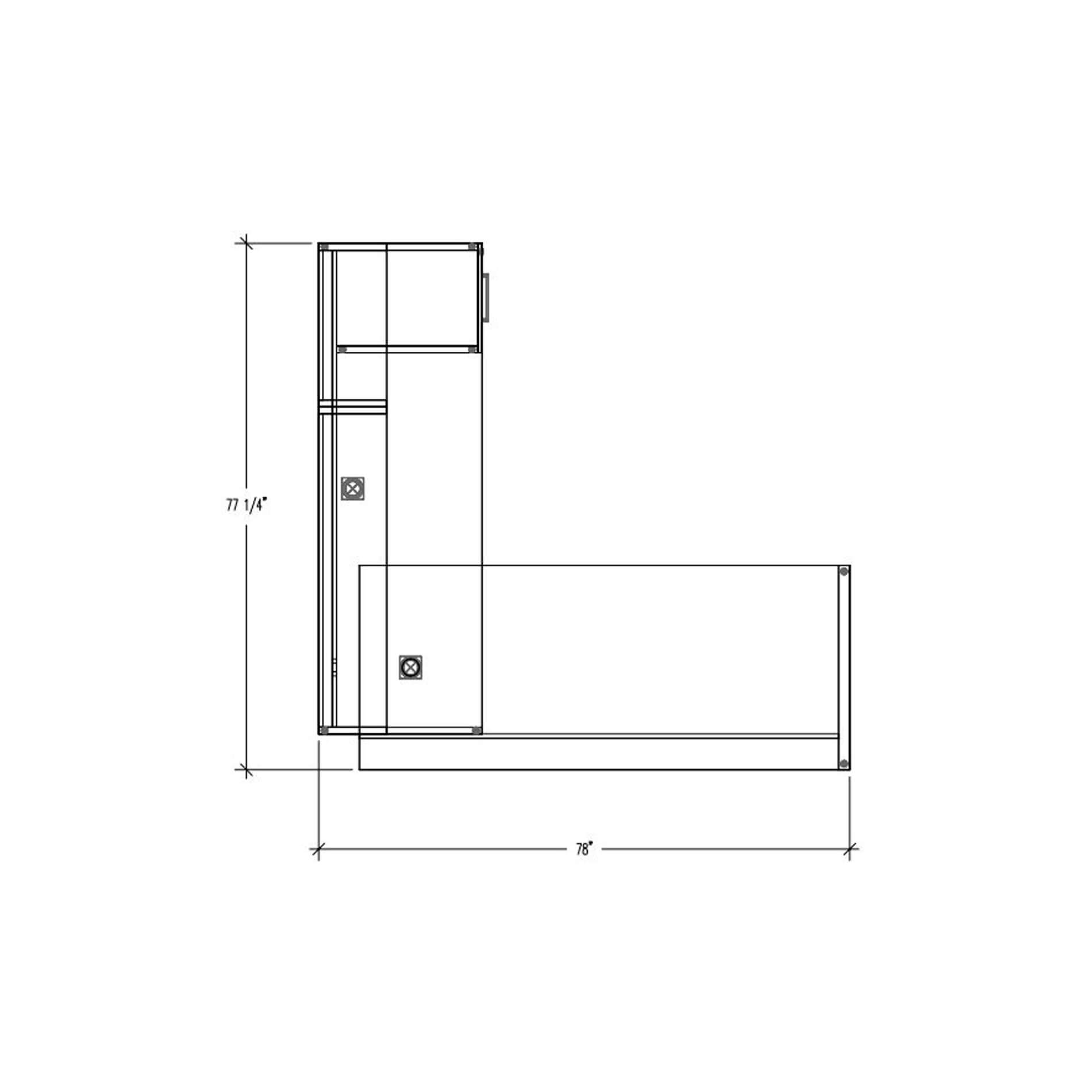 White l shaped desk layout 2 d