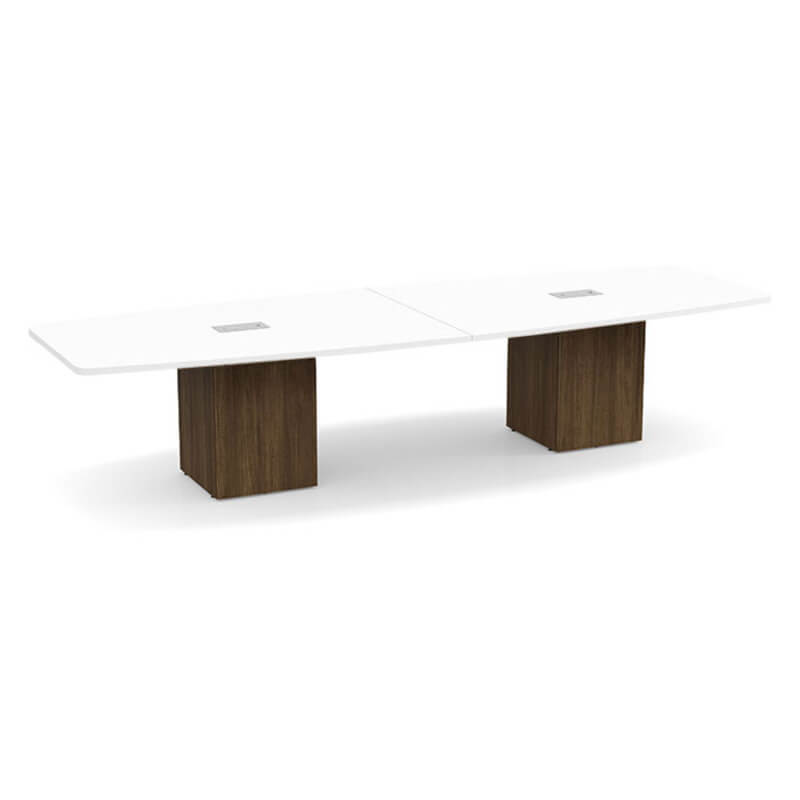 Boat shape white top walnut base 2 Boat shape white top walnut base 2