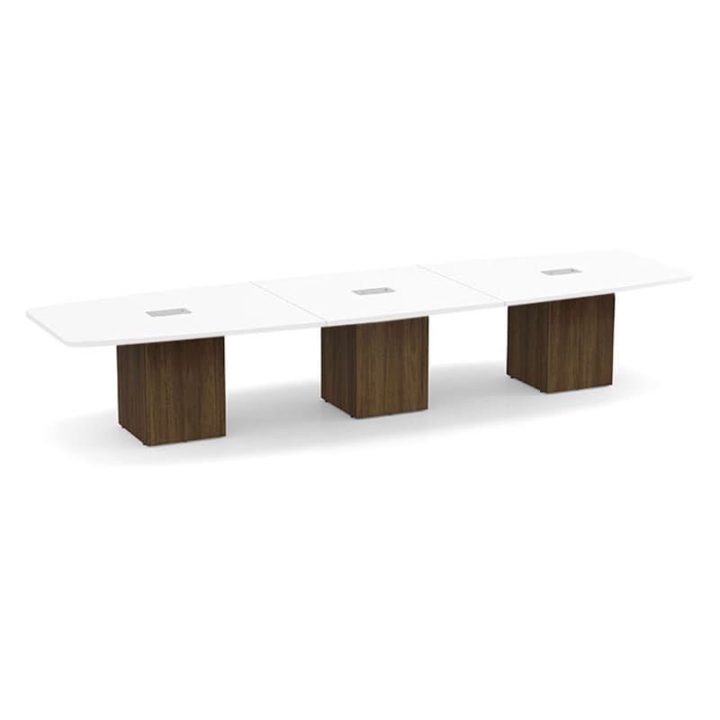 Boat shape white top walnut base 3 Boat shape white top walnut base 3