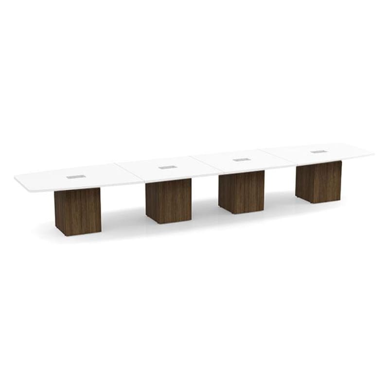Boat shape white top walnut base 4 Boat shape white top walnut base 4