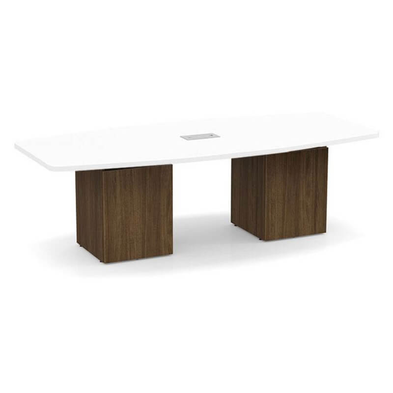 Boat shape white top walnut base Boat shape white top walnut base