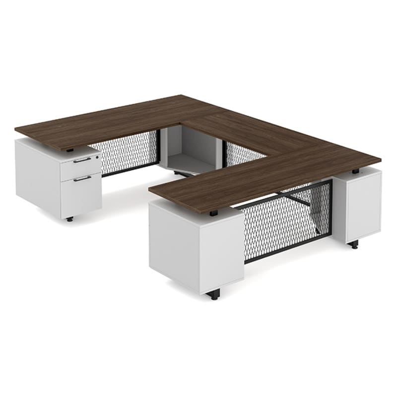 Desk U Shape modern walnut top 1