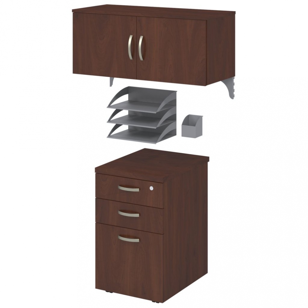 L shaped cubicle workstation with storage hansen cherry 2pack