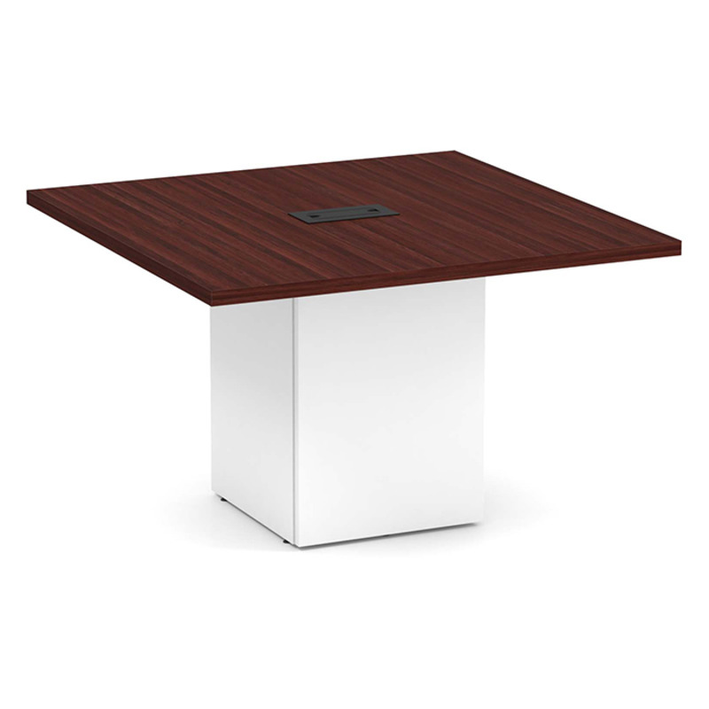 Square Table Mahogany Top White Base 1 Square Table Mahogany Top White Base 1