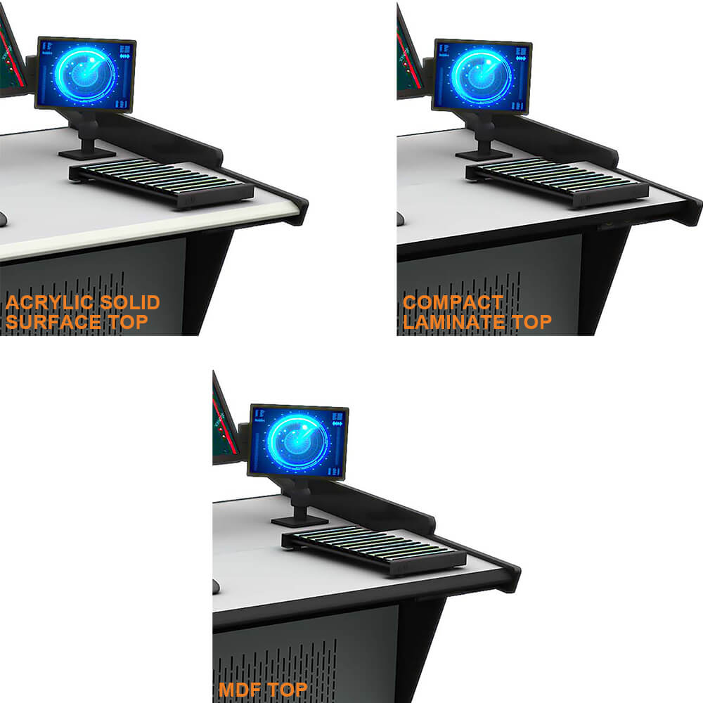 Air traffic control station worksurface finishes 