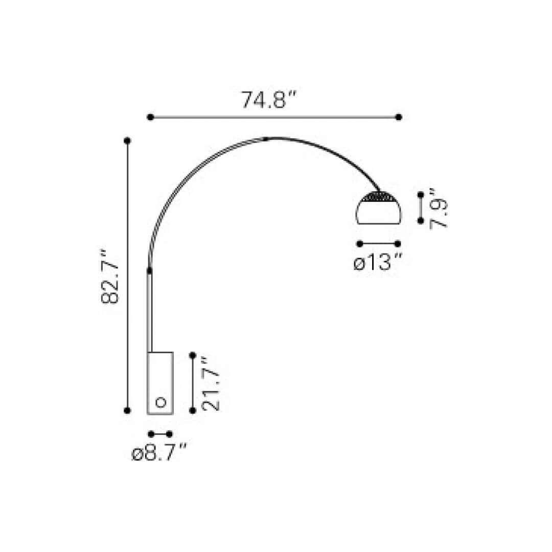 Bedroom floor lamps dimensions view