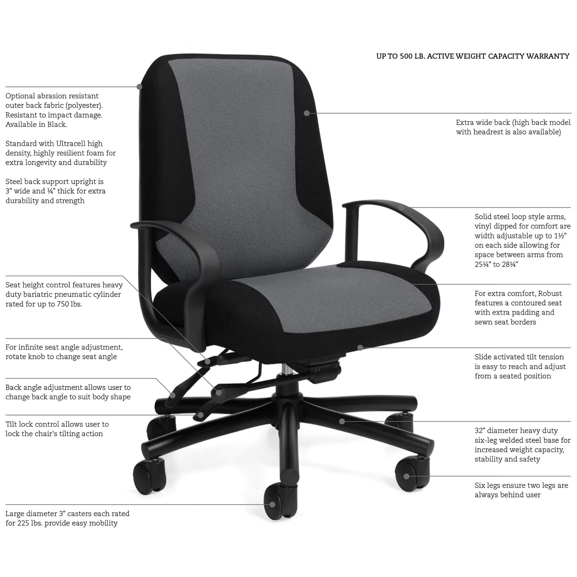 Chiron 500 lb office chair details